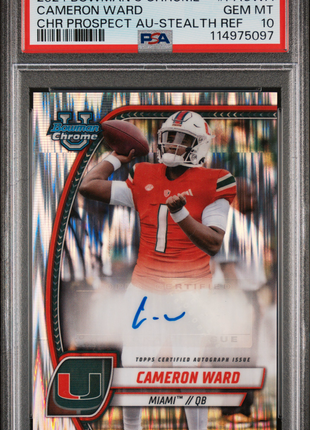 Cameron Ward PSA 10 2024 Bowman University Chrome Bowman Chrome Prospect Autographs #PACWA Stealth Ref