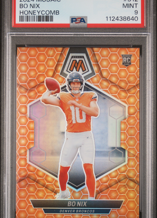 Bo Nix PSA 9 2024 Panini Mosaic #312 Honeycomb