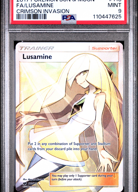 Pokemon Sun & Moon Crimson Invasion Lusamine 2017 #110 Fa Crimson Invasion PSA 9