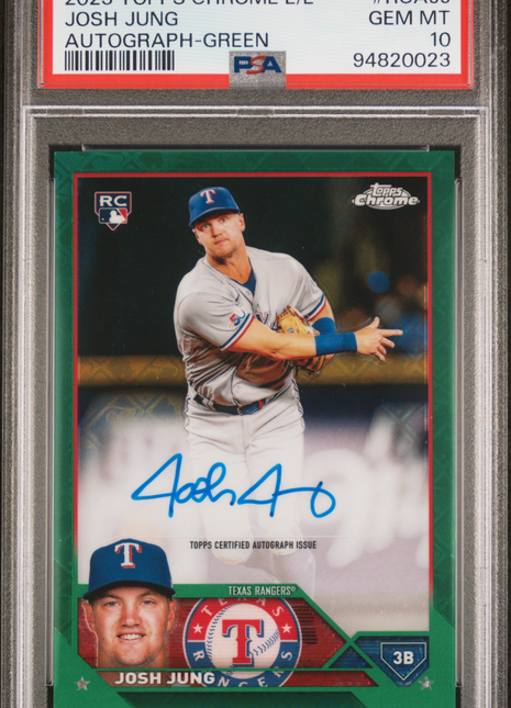 Josh Jung PSA 10 2023 Topps Chrome Logofractor Refractor Autograph #RCAJJ Green